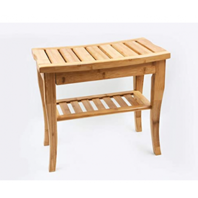 Bamboo Bench Seat with Storage Shelf