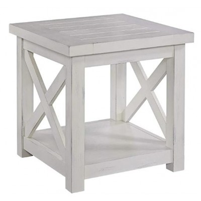 custom Wooden Seaside Lodge White End Table